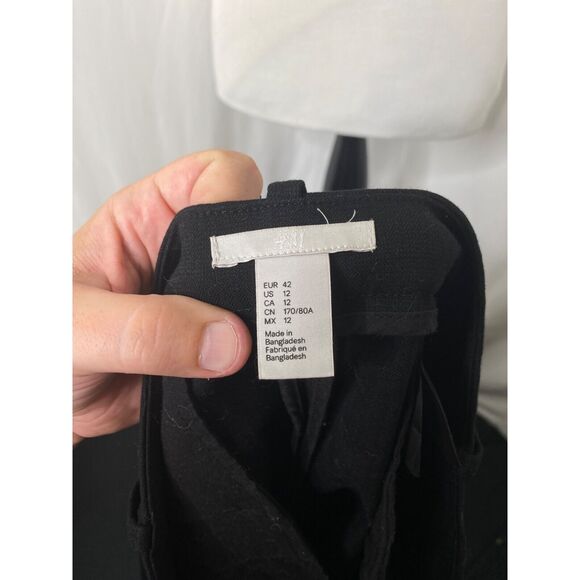 H&M Women's Trouser Pant's Black High Waist Side Pockets Size 12 X 29 - Picture 5 of 6